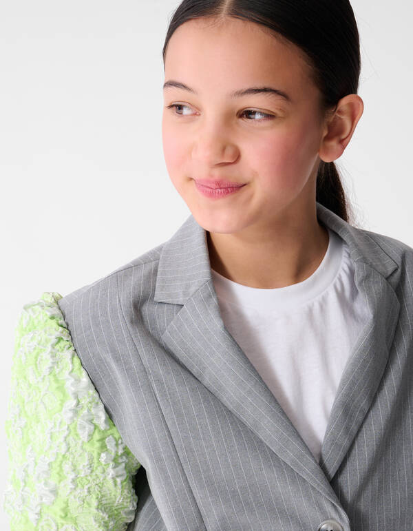 Jacquard Kurzarmblazer Grau SHOEBY GIRLS