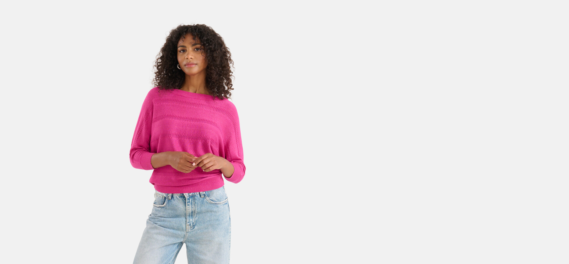 Glitzer Fledermaus-Pullover Rosa SHOEBY WOMEN