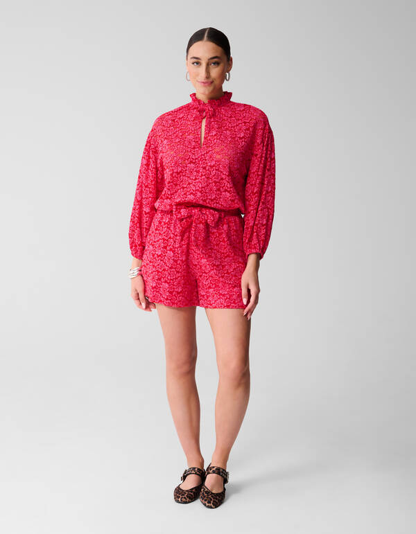 Bluse mit Spitzenrüschen Rosa SHOEBY WOMEN