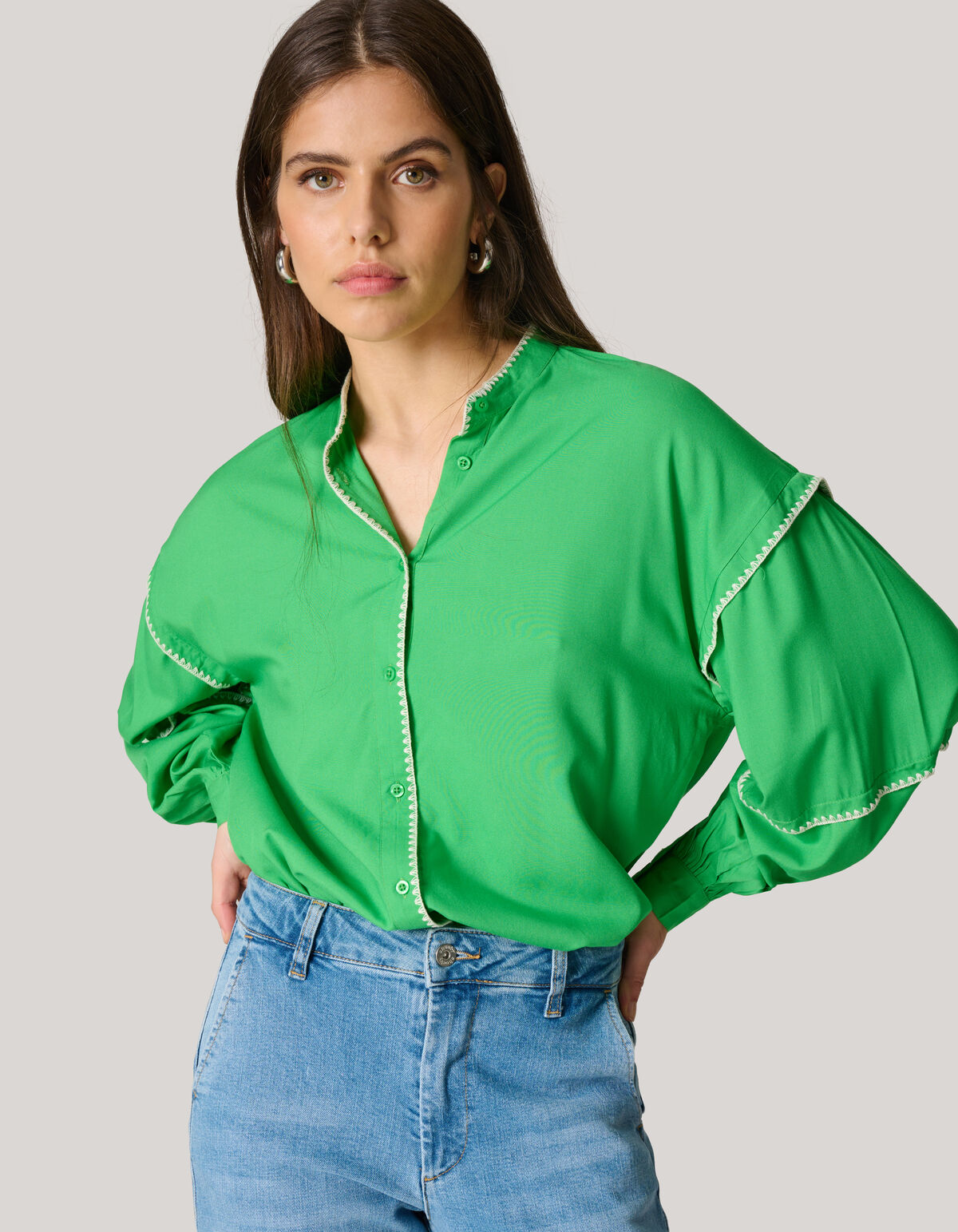 Stickerei Bluse Grün SHOEBY WOMEN
