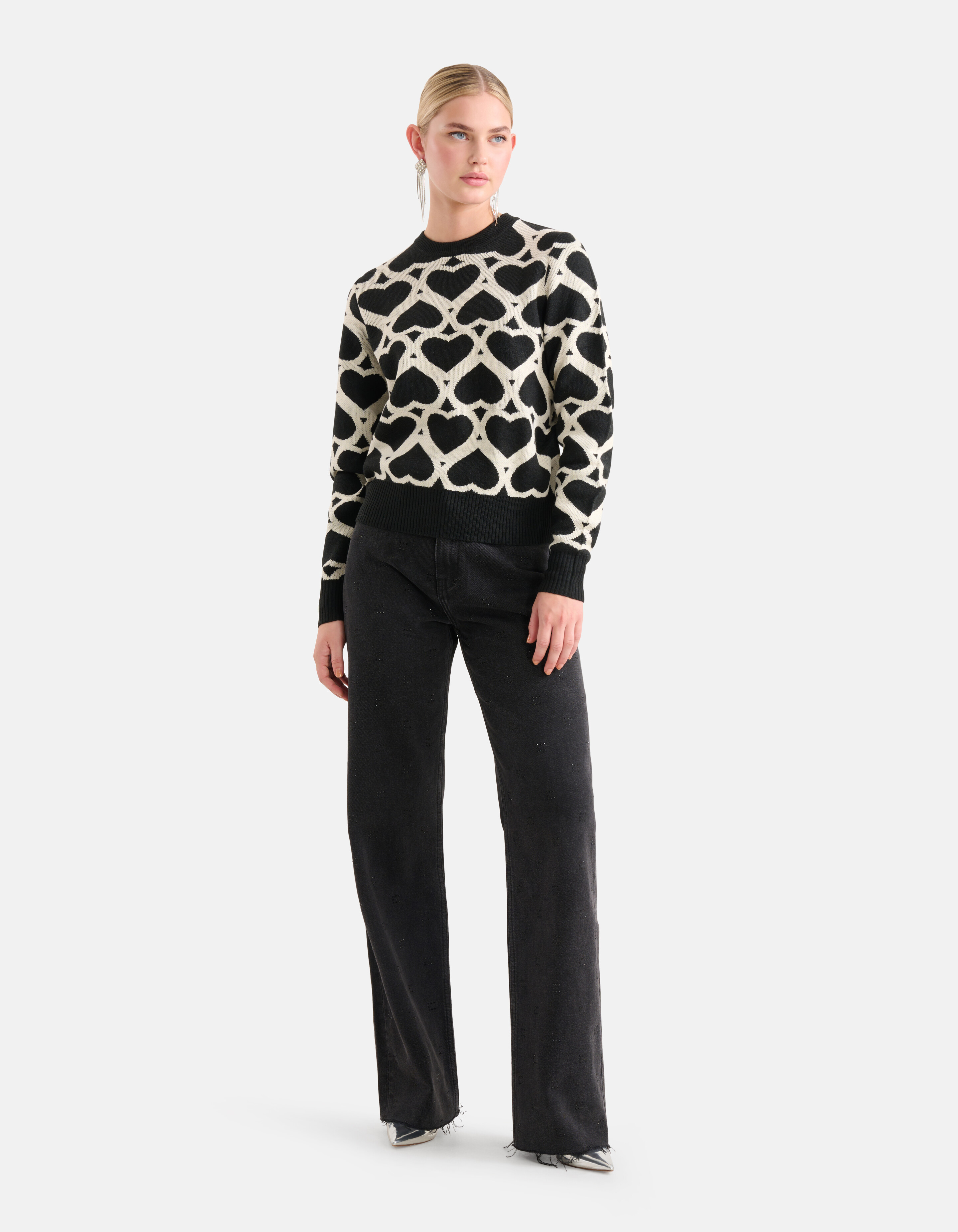 Bedruckter Jacquard-Pullover Schwarz SHOEBY WOMEN