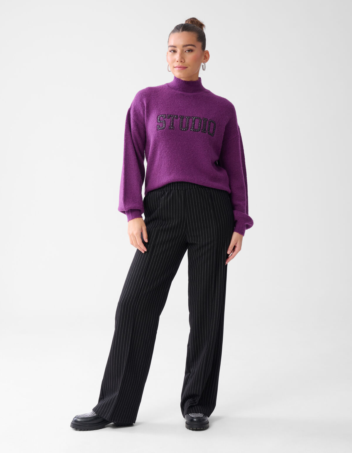 Studio Strass Pullover Dunkellila SHOEBY WOMEN