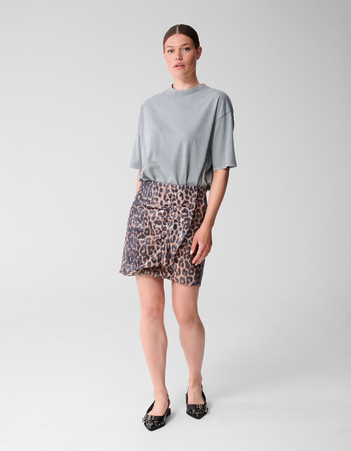Leopard Pailletten Minirock Braun SHOEBY WOMEN