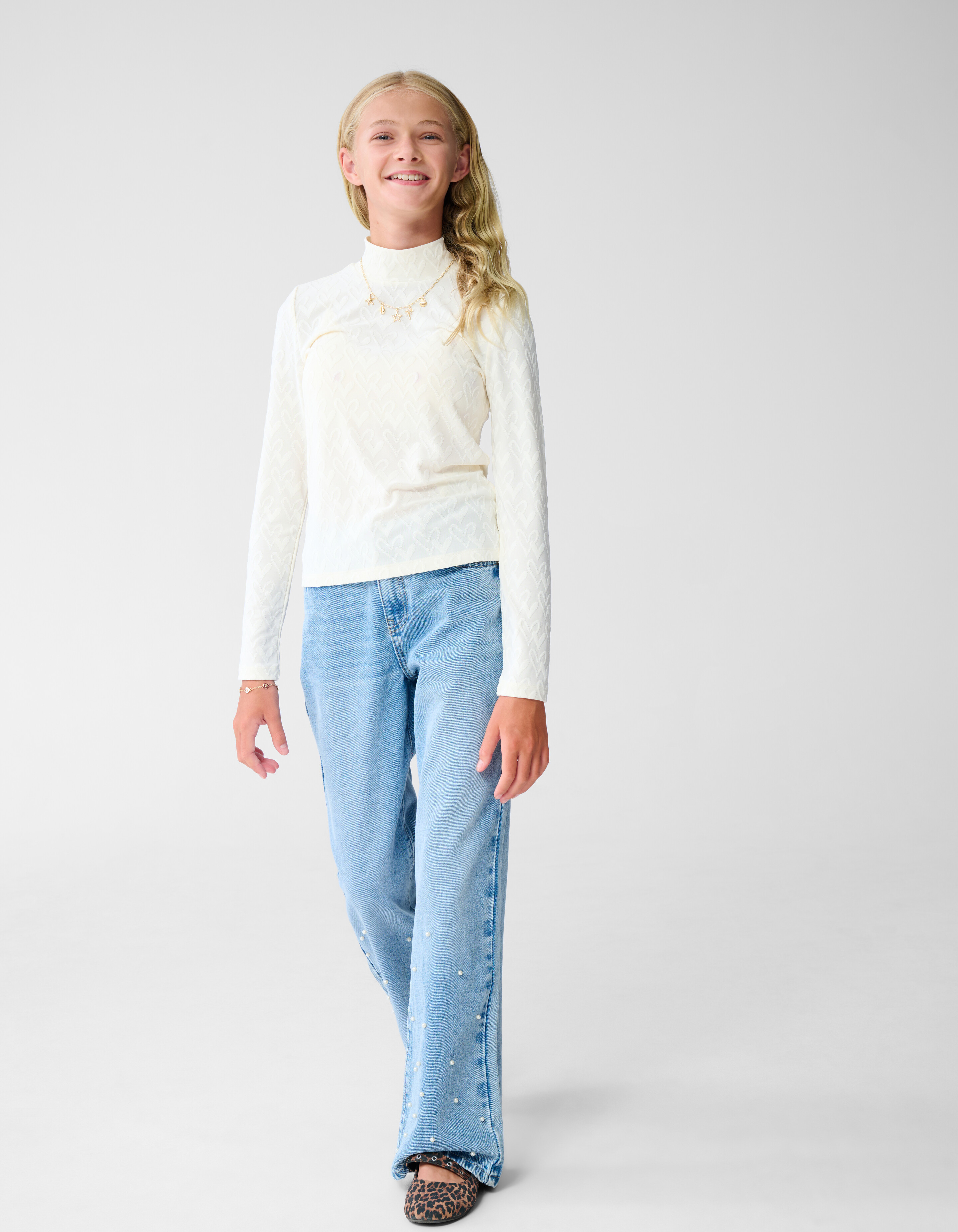 Herz-Jersey-Top Weiß SHOEBY GIRLS