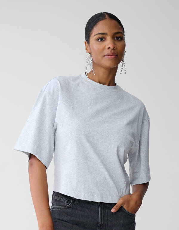 Tailliertes T-Shirt Hellgrau SHOEBY WOMEN