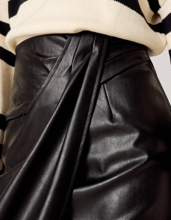 Veganer Leder Midirock Schwarz SHOEBY WOMEN