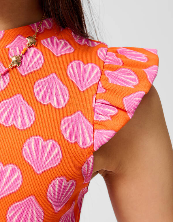 Muscheln R&uuml;schen-Top Orange SHOEBY GIRLS