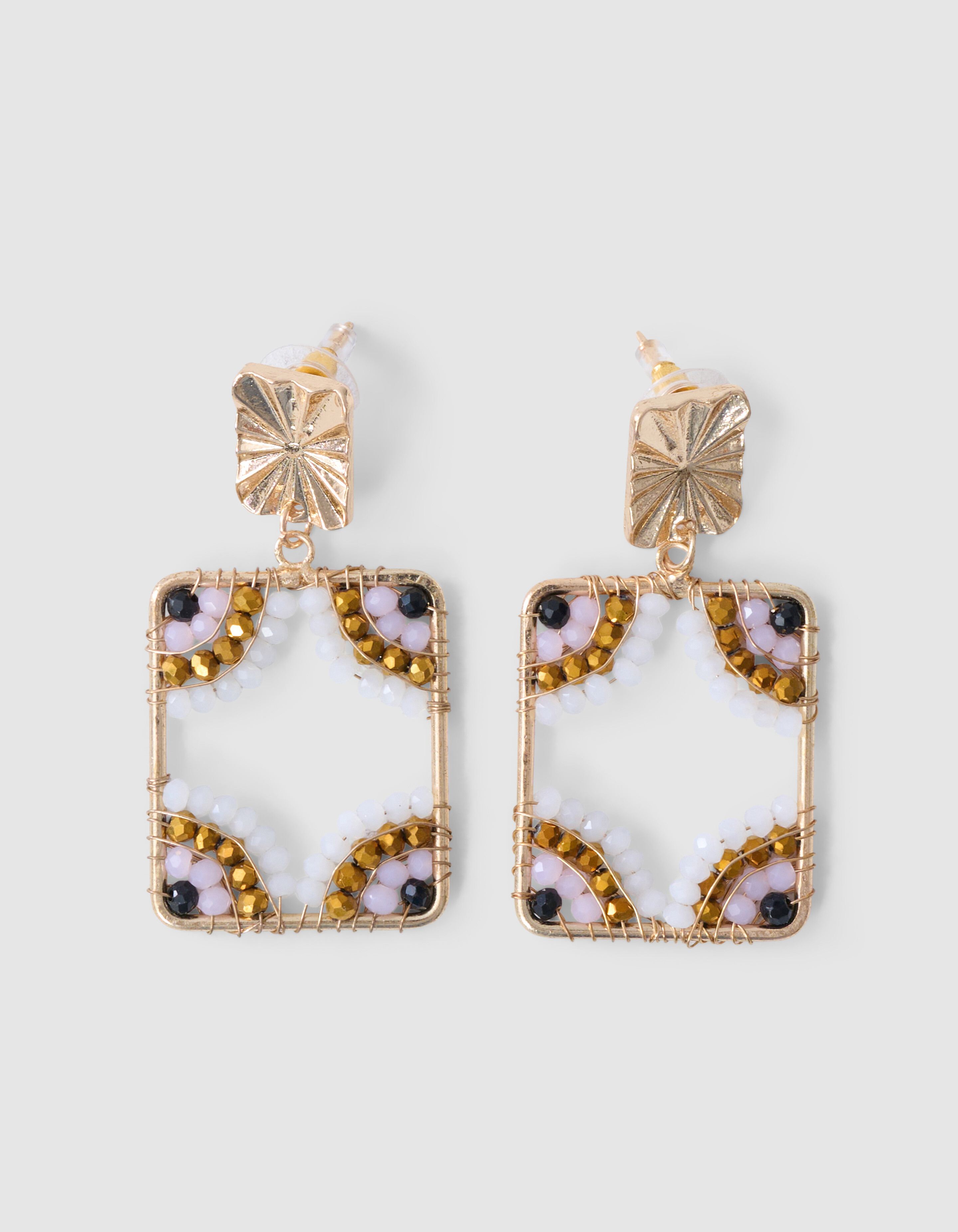 Quadratische Ohrringe mit Perlen Gold SHOEBY ACCESSOIRES