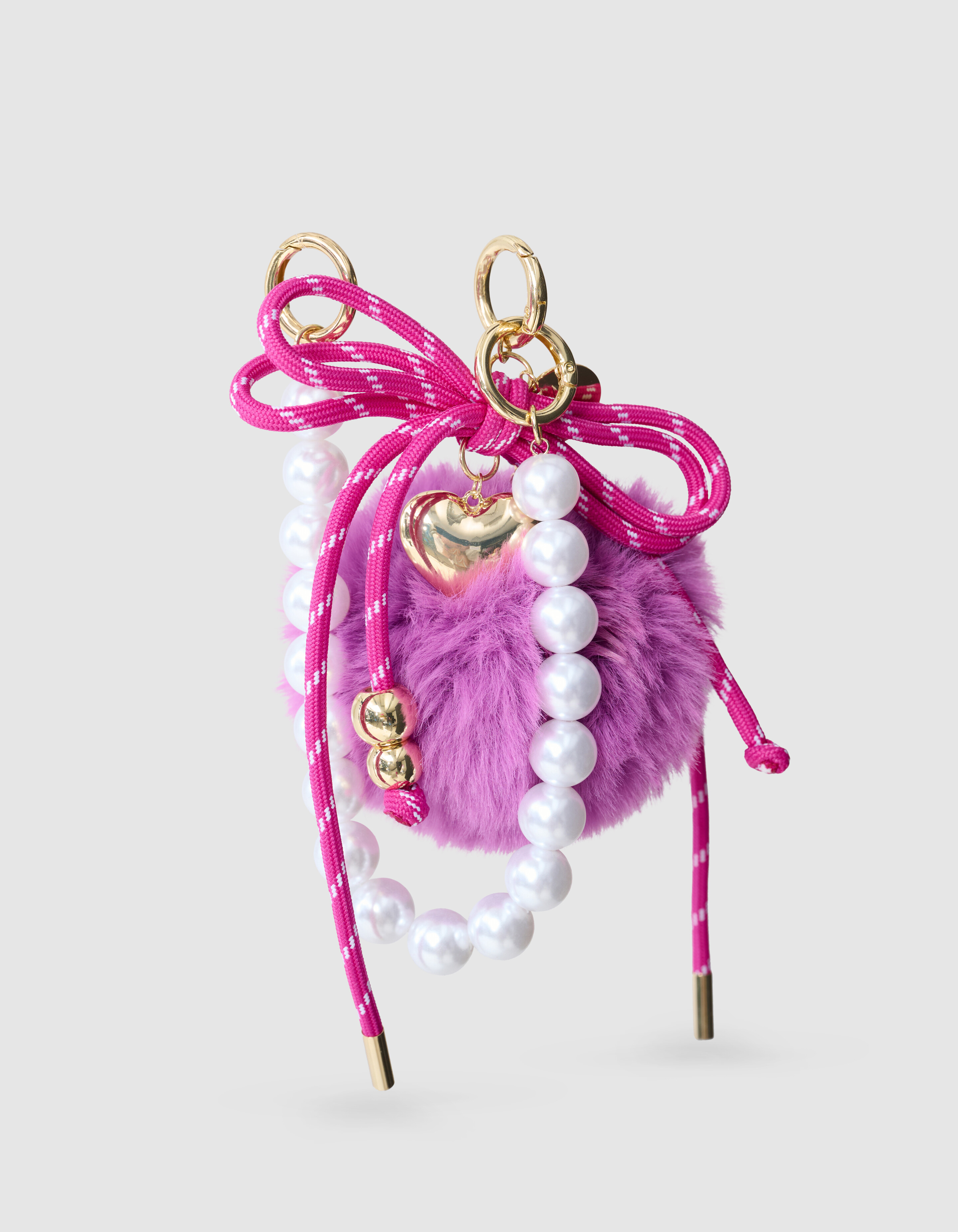 Pompon Perlen Taschenanhänger Dunkelviolett SHOEBY ACCESSOIRES