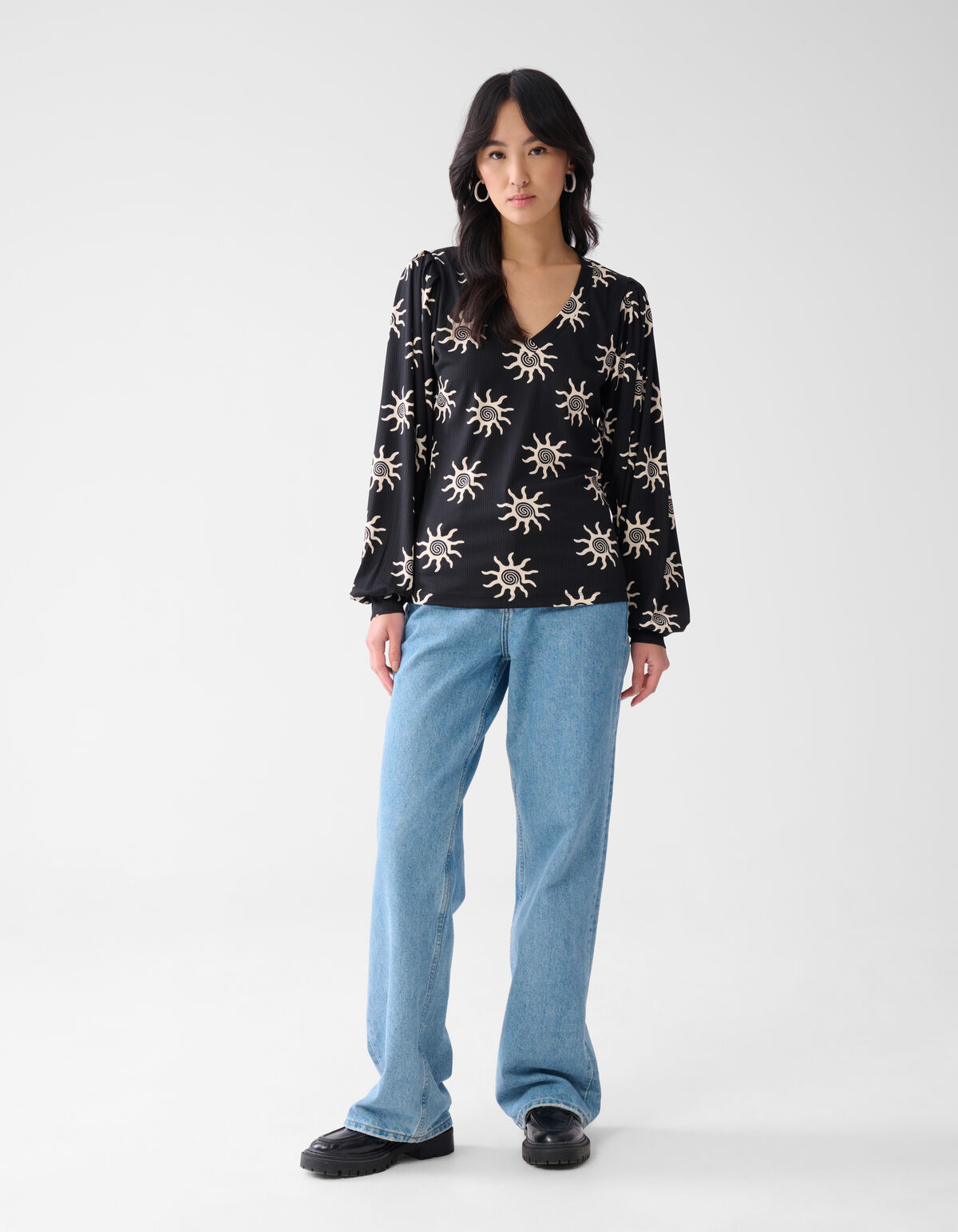 Rippen-Jersey-Top Schwarz SHOEBY WOMEN