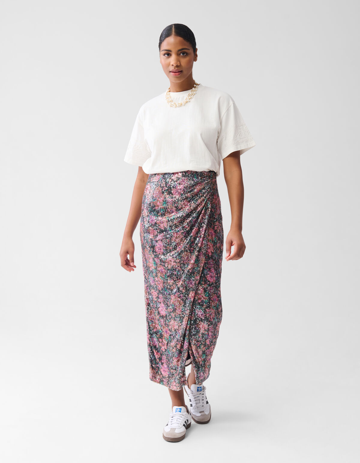Cord-Stickerei T-Shirt Off White SHOEBY WOMEN