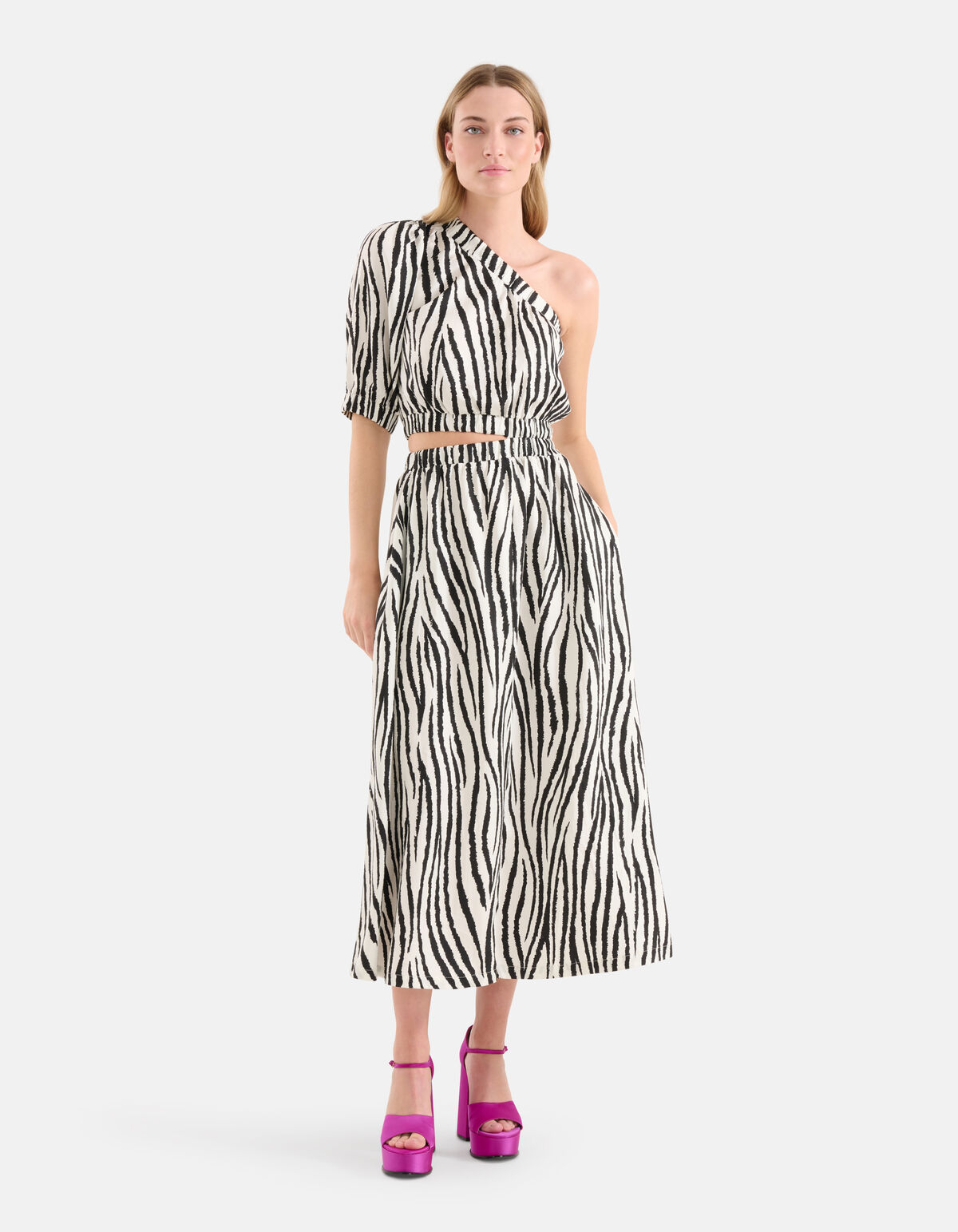 Zebra bedrucktes Kleid Schwarz/Wei&szlig; SHOEBY WOMEN