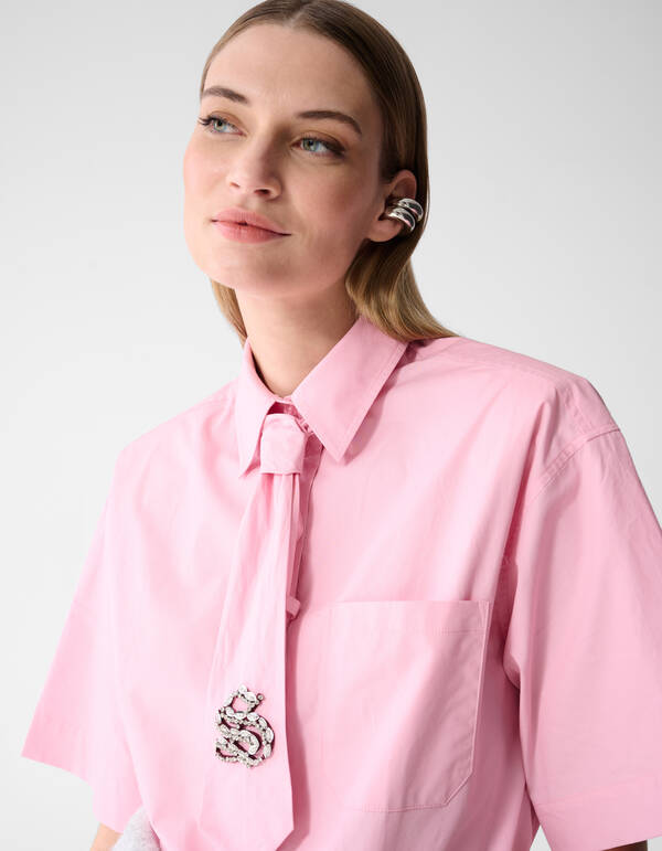 &Uuml;bergro&szlig;e Krawattenbluse Rosa SHOEBY WOMEN