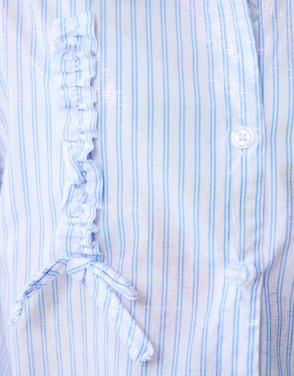 Glänzende Nadelstreifenbluse Hellblau SHOEBY GIRLS