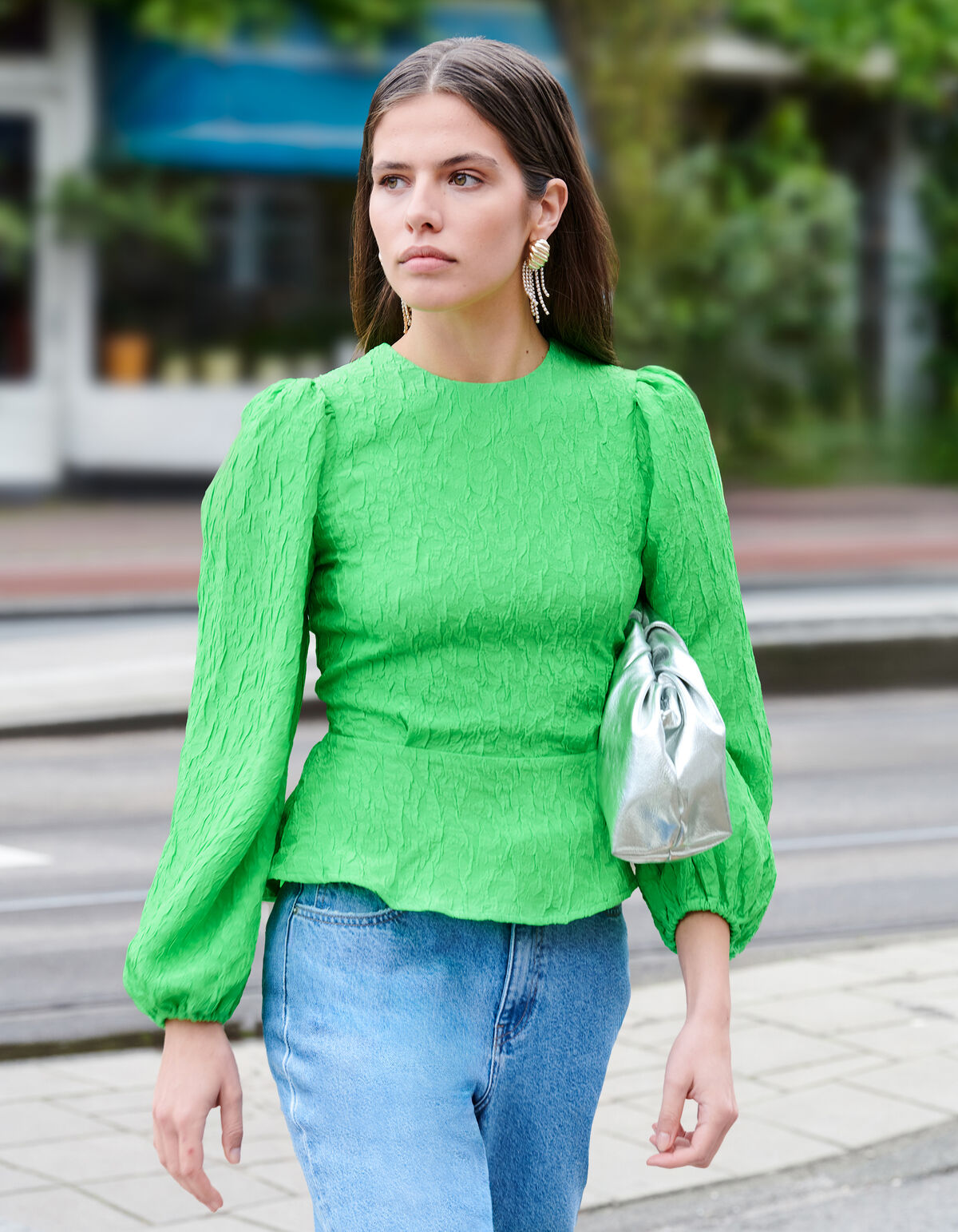 Jacquard-Top Gr&uuml;n SHOEBY WOMEN