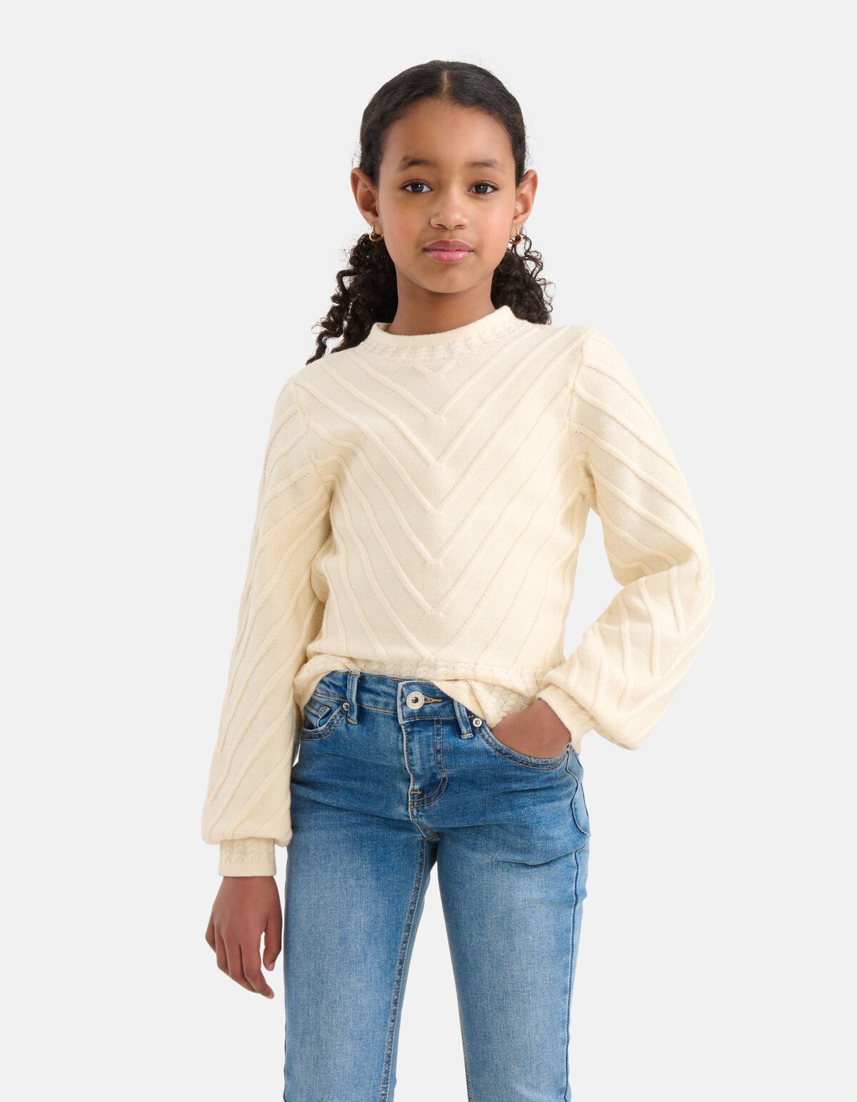 Diagonaal Trui Gebroken Wit SHOEBY GIRLS