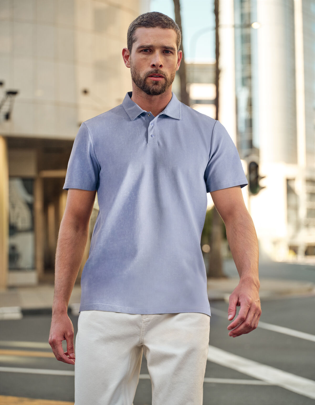 Gewaschenes Poloshirt hellblau SHOEBY MEN