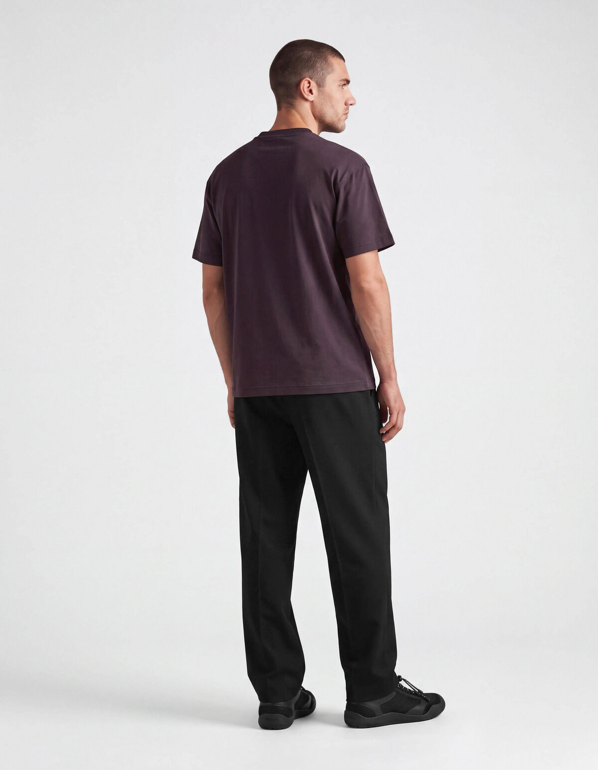 Crinkle Print T-Shirt Dunkellila SHOEBY MEN