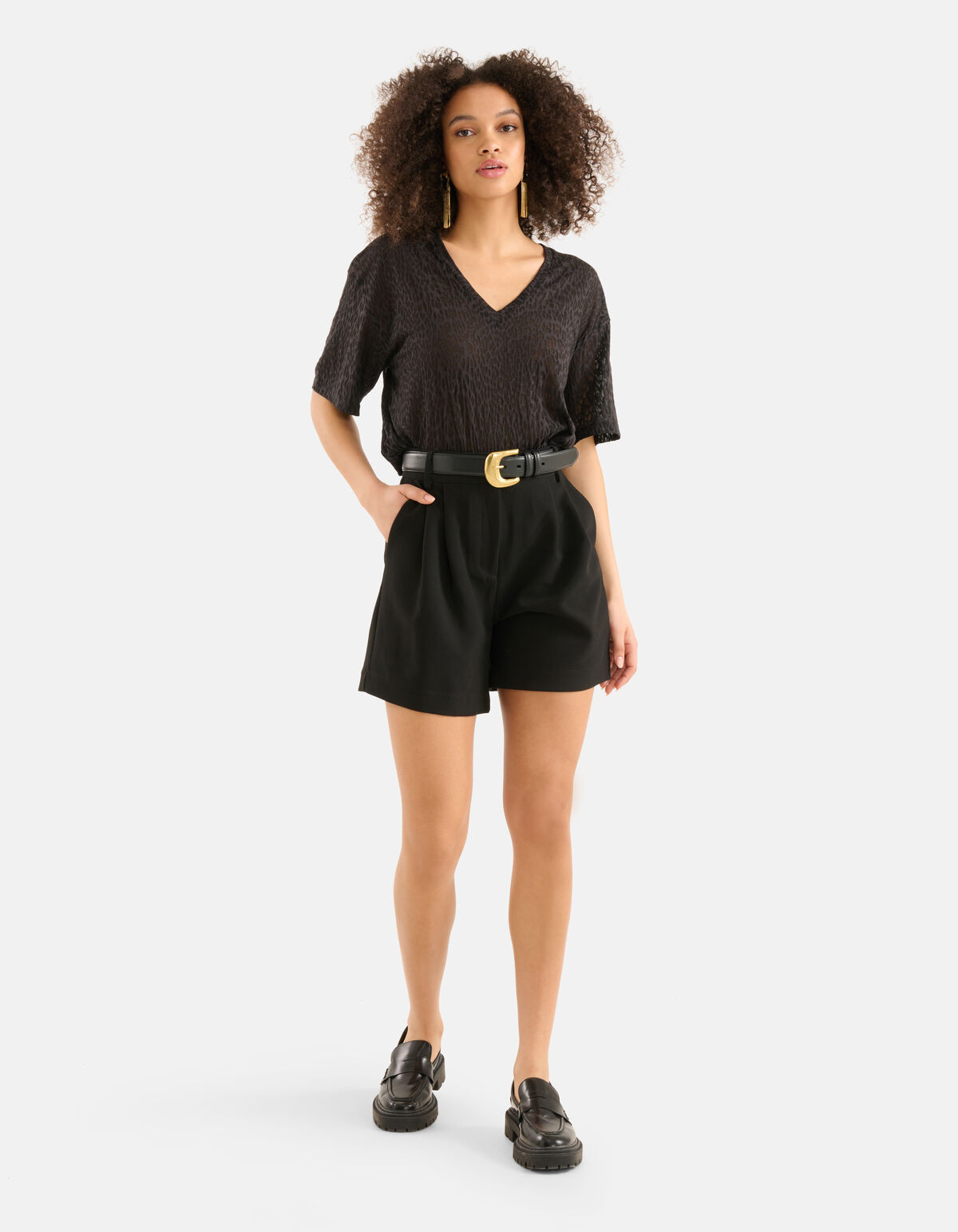 Leopard Burn Out T-shirt Schwarz SHOEBY WOMEN
