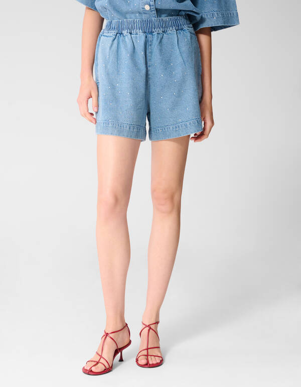 Strass Denim Shorts Blau SHOEBY WOMEN