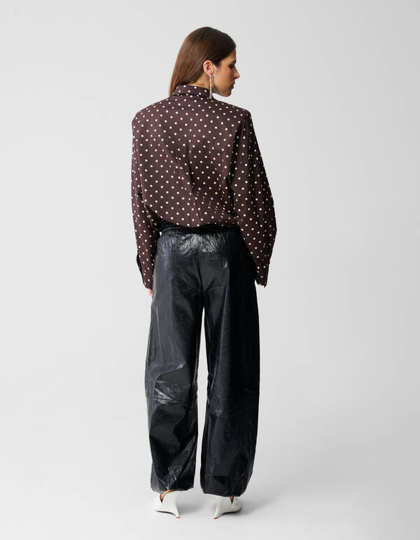 Dunkelbraune Bluse mit Polka-Dots SHOEBY WOMEN