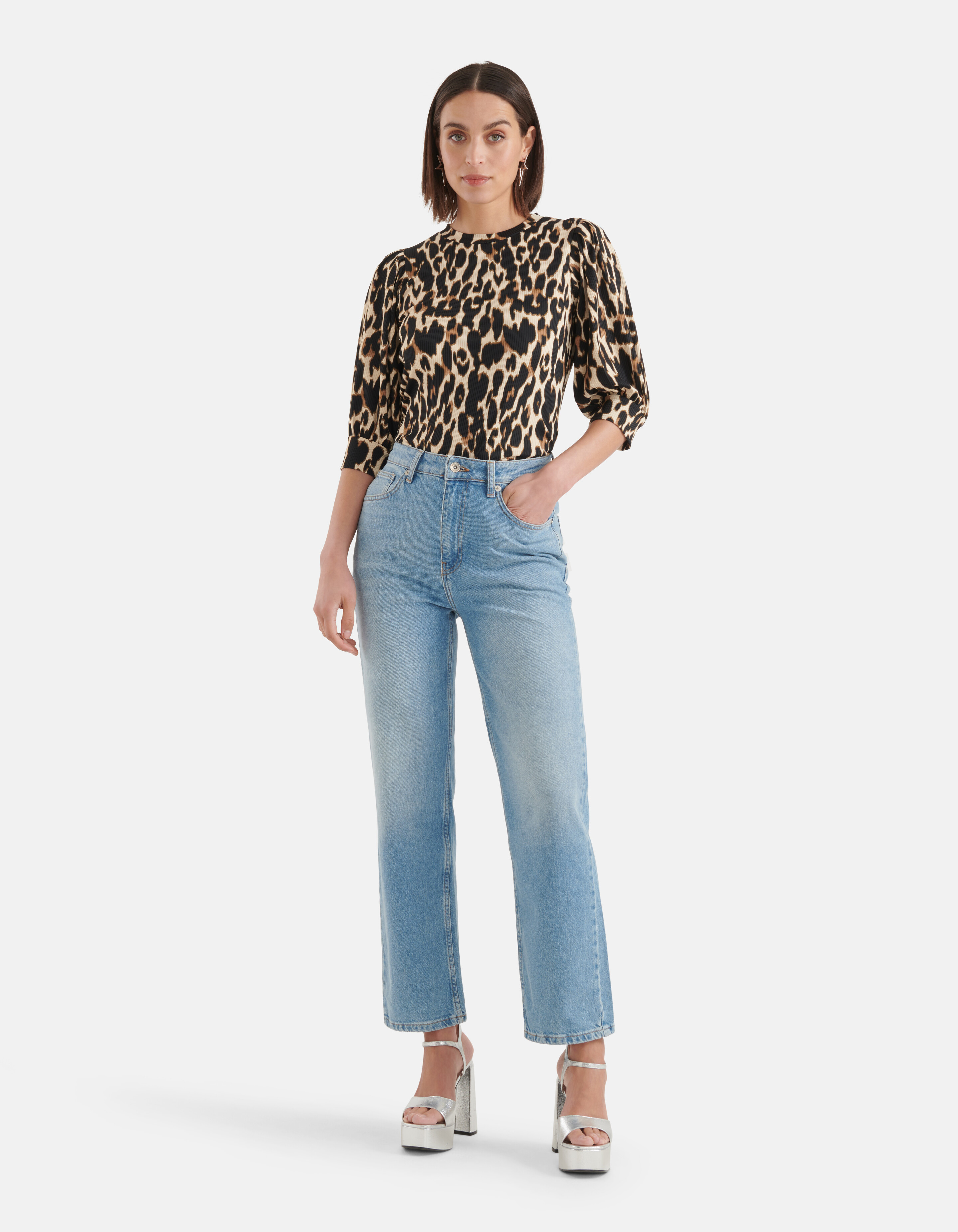 Leopard Rib Top Schwarz SHOEBY WOMEN