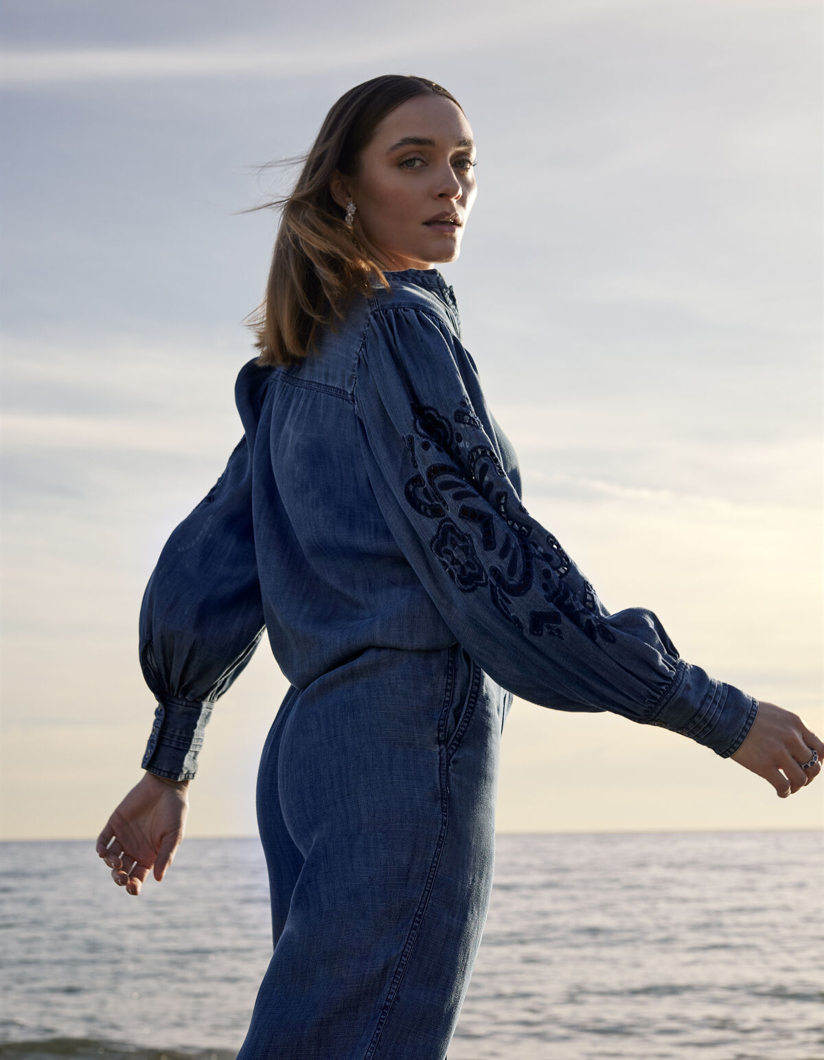 Pintuck Stickerei Bluse Blau von Mieke SHOEBY WOMEN