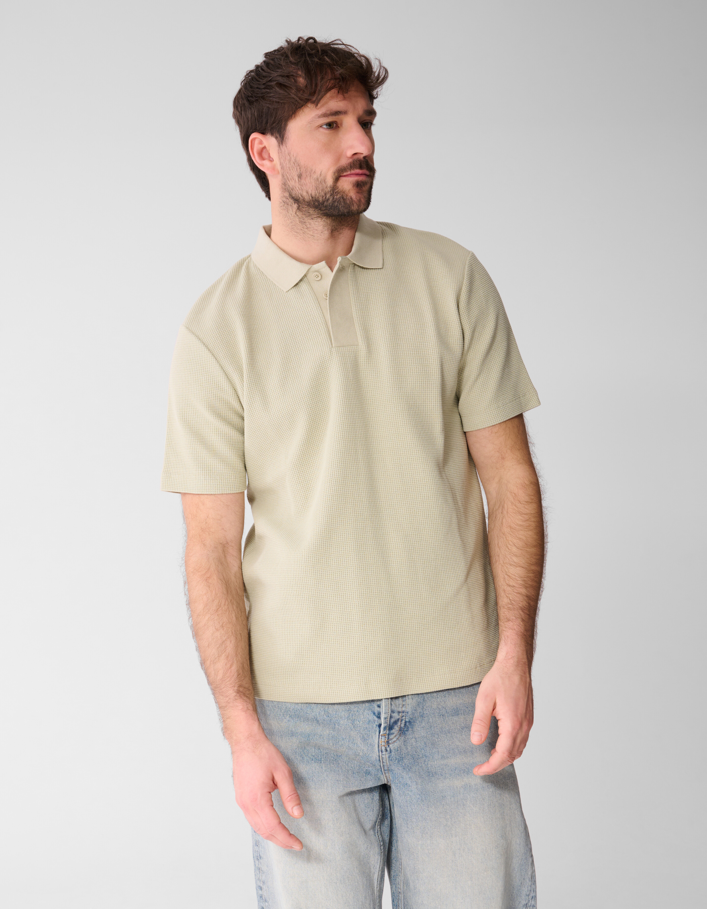 Waffle Polo Hellgr&uuml;n SHOEBY MEN