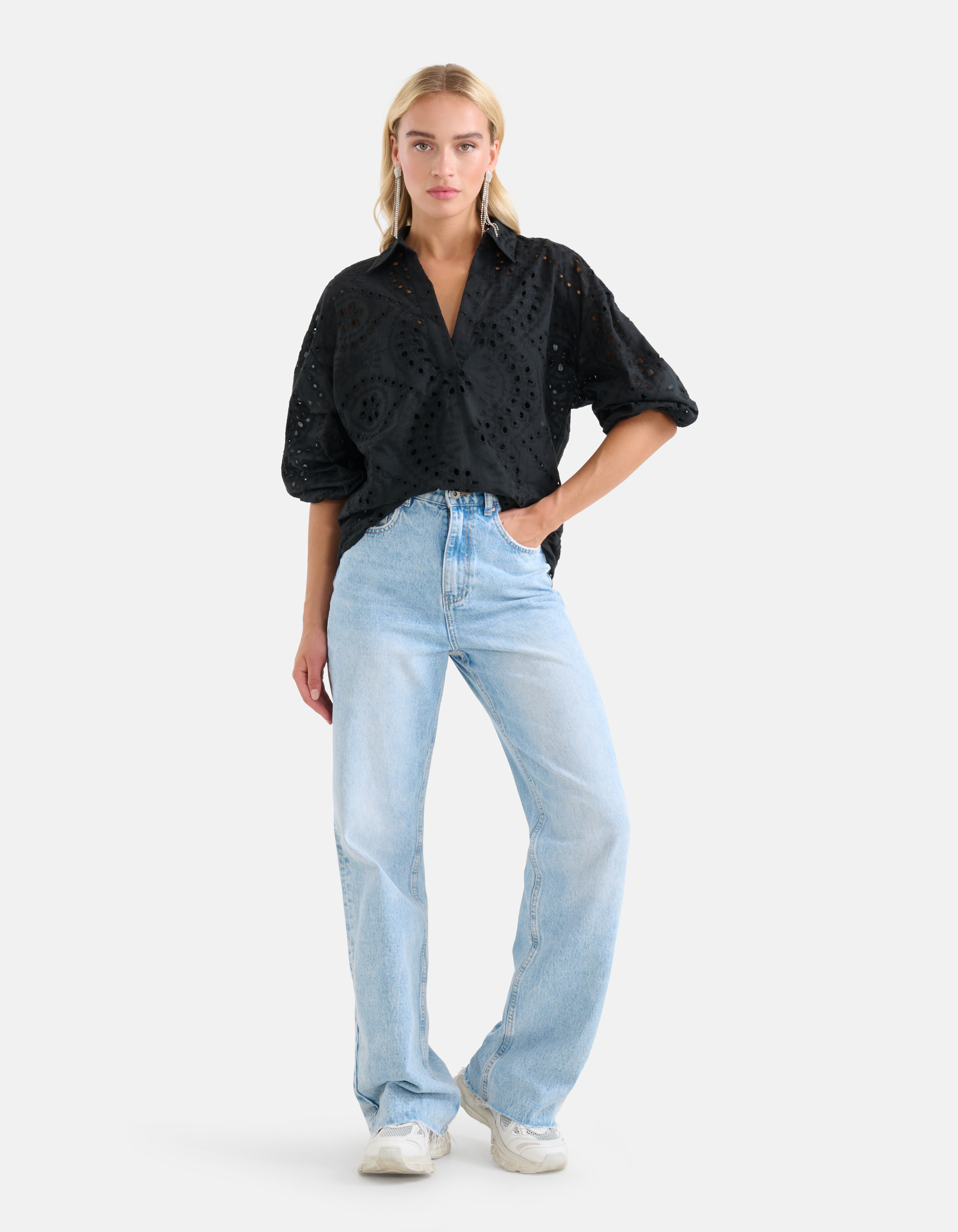 Broderie Blouse Zwart SHOEBY WOMEN
