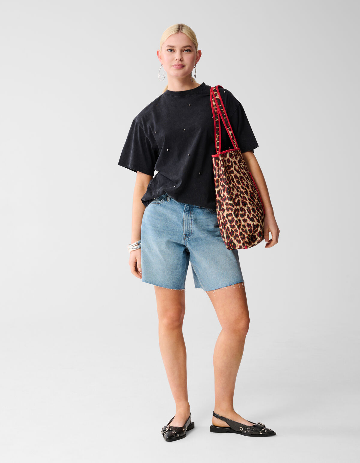 Perlengewaschenes T-shirt Dunkelgrau SHOEBY WOMEN