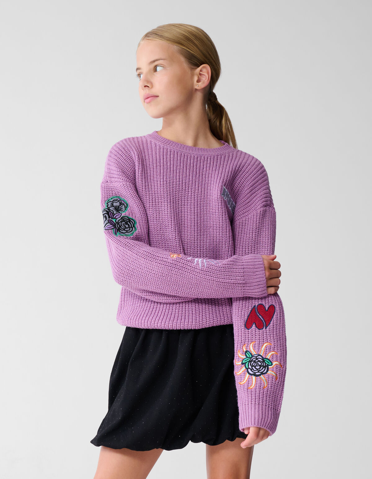 Bestickter Strickpullover Lila SHOEBY GIRLS