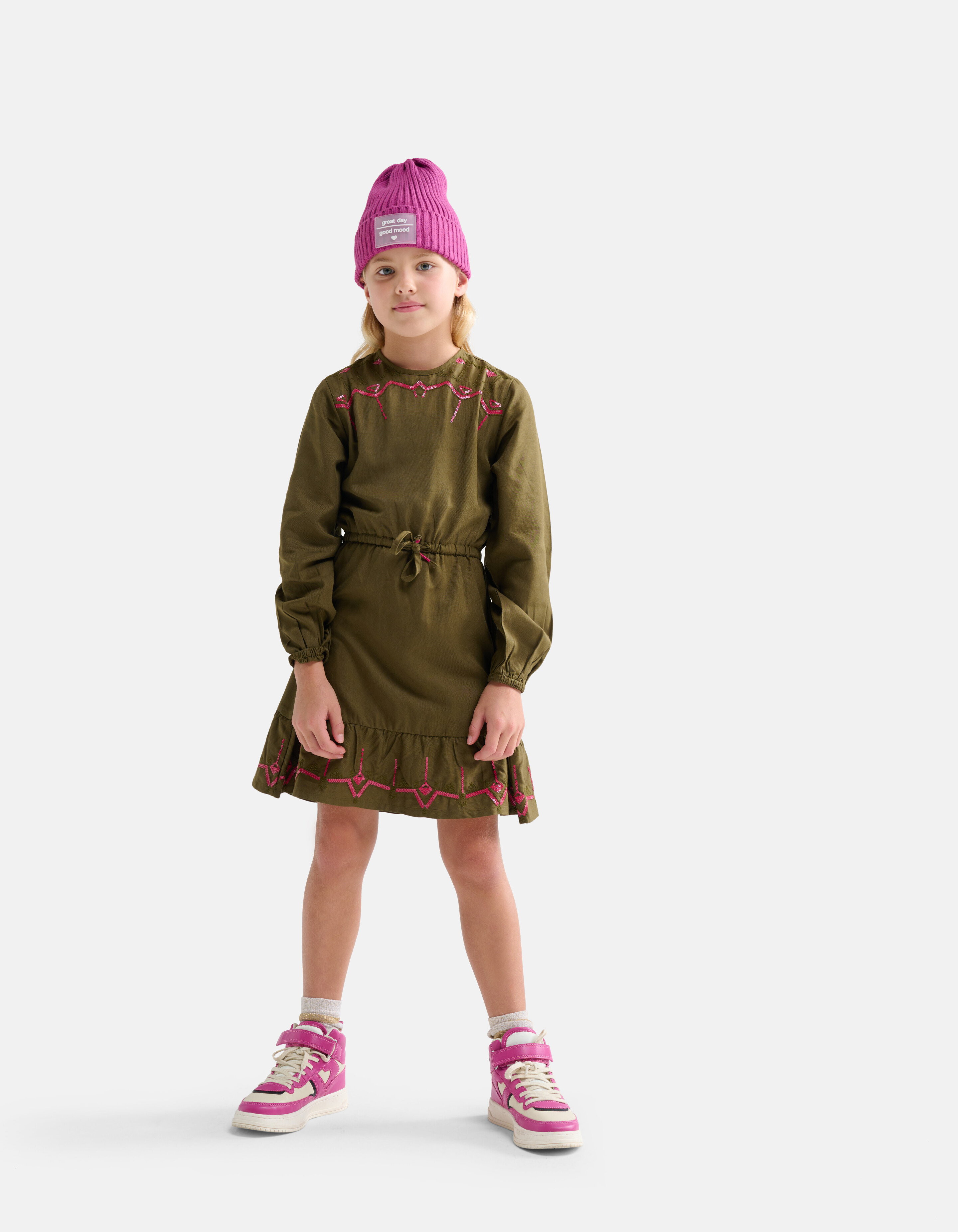 Kleid mit Strasssteinen Dunkelgrün SHOEBY GIRLS