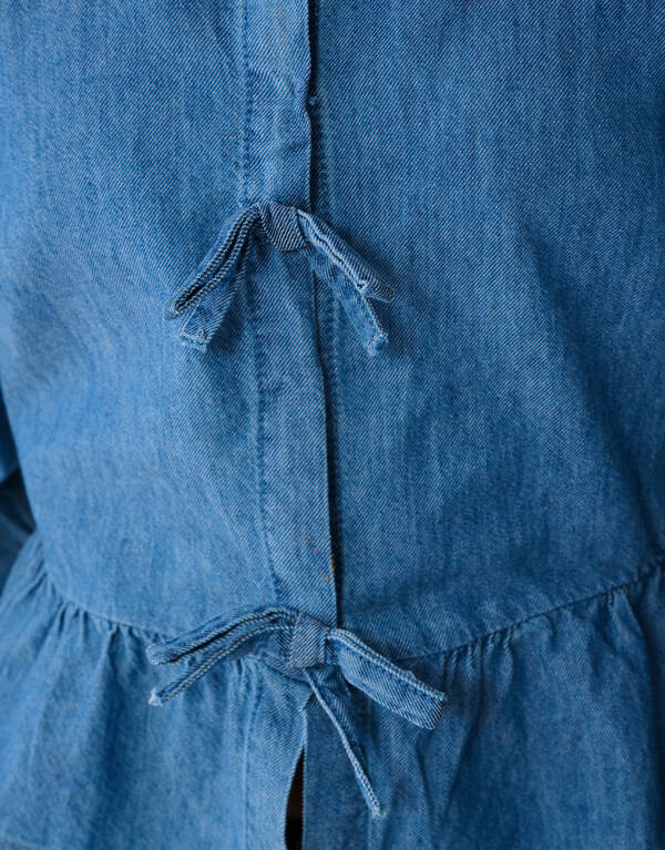 Jeansbluse mit Schleife Blau SHOEBY GIRLS