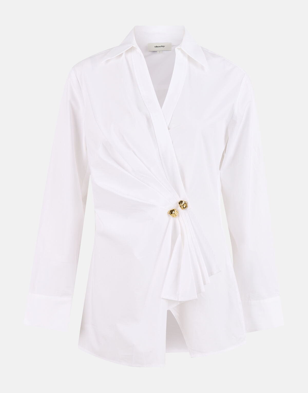 Poplin Overslag Blouse Wit SHOEBY WOMEN