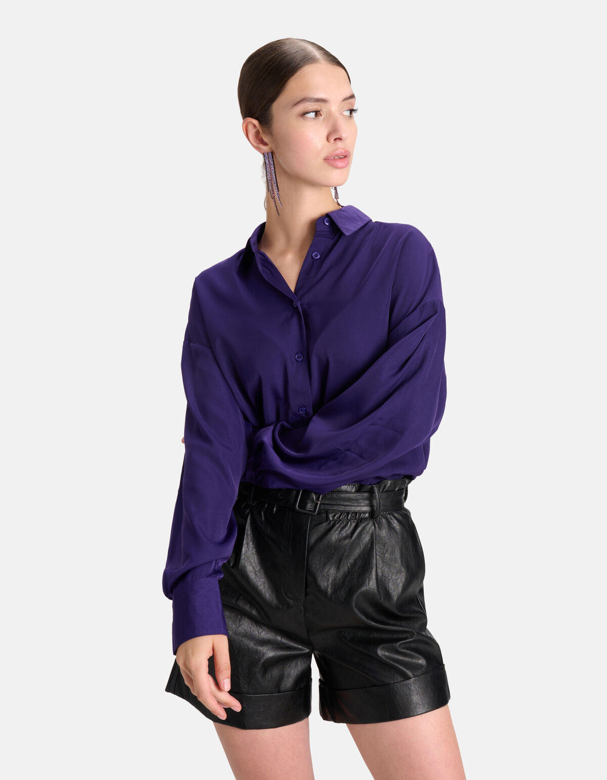 Satinbluse Dunkelviolett SHOEBY WOMEN