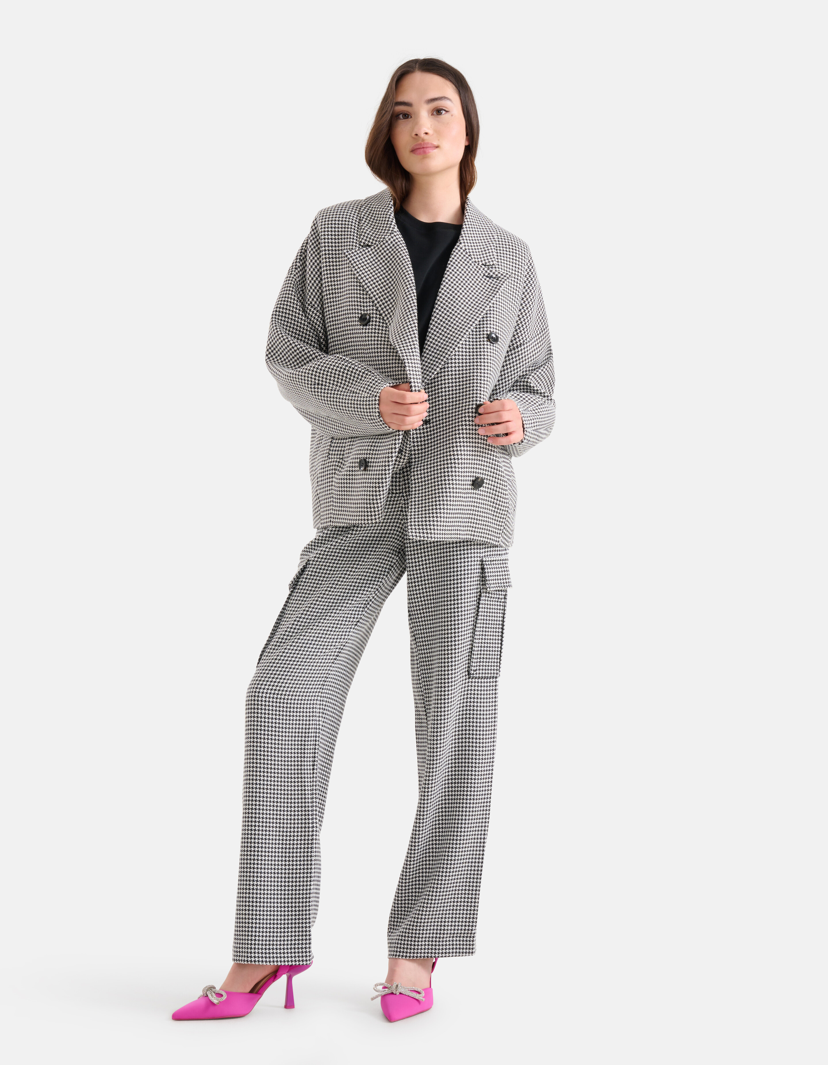 Pied-De-Poule Blazer Schwarz/Weiß SHOEBY WOMEN