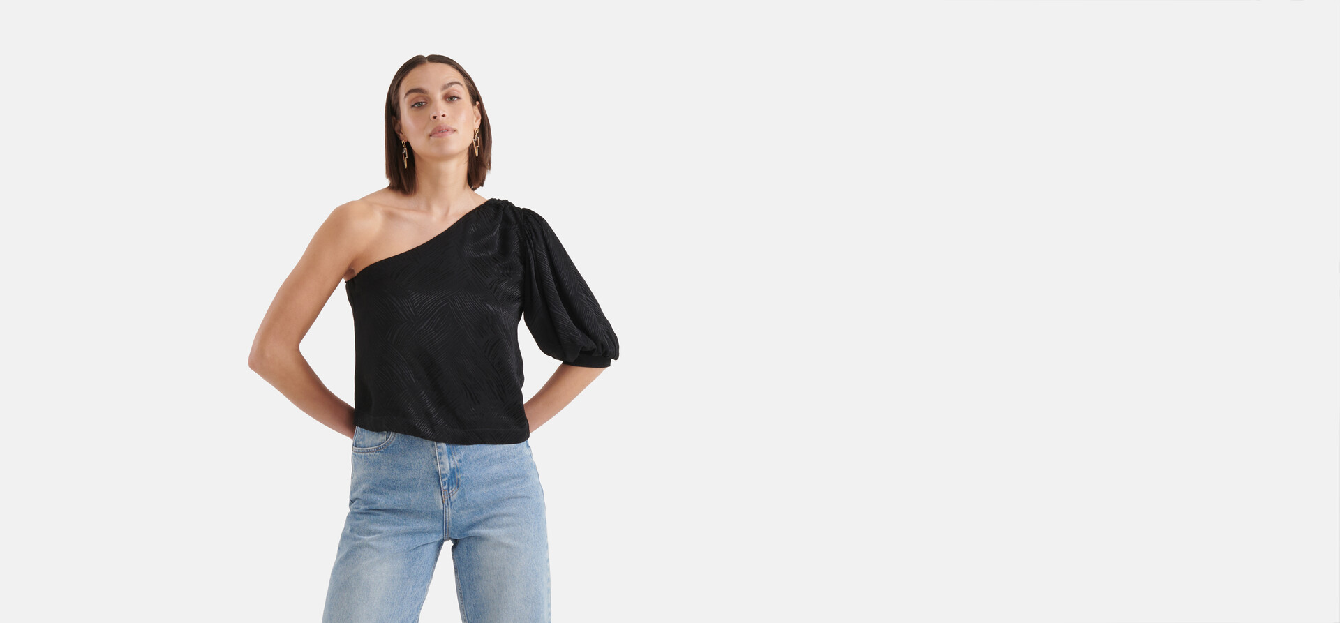 One Shoulder Top Schwarz SHOEBY WOMEN