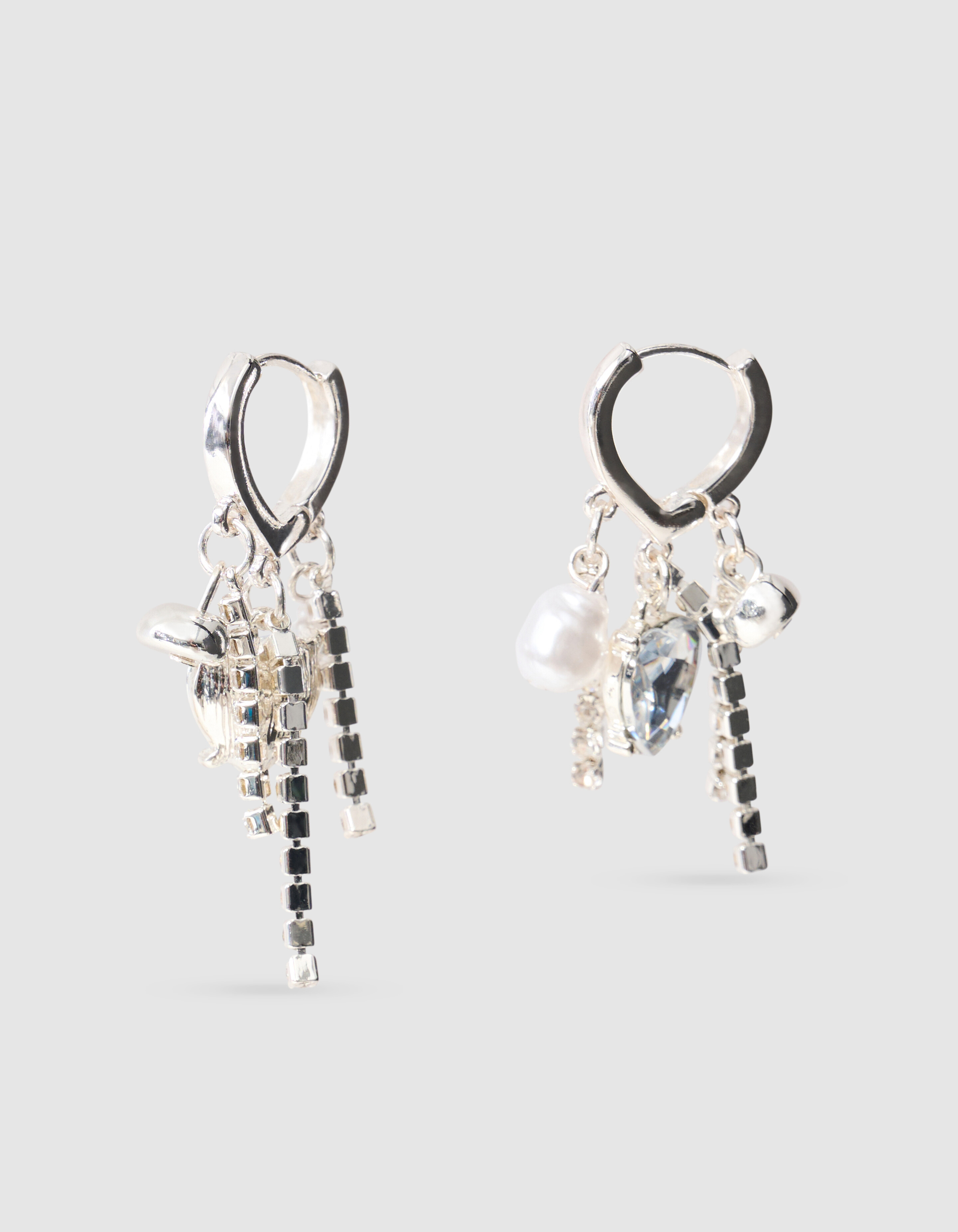 Strass Heart Oorbellen Zilver SHOEBY ACCESSOIRES