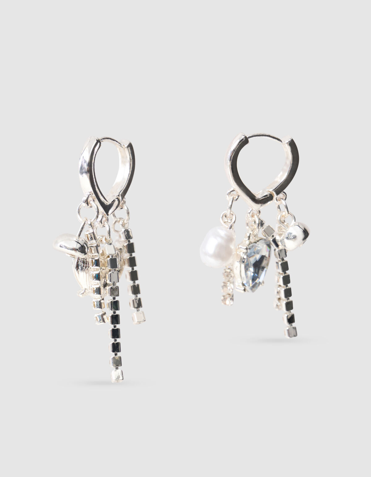 Strass Heart Oorbellen Zilver SHOEBY ACCESSOIRES