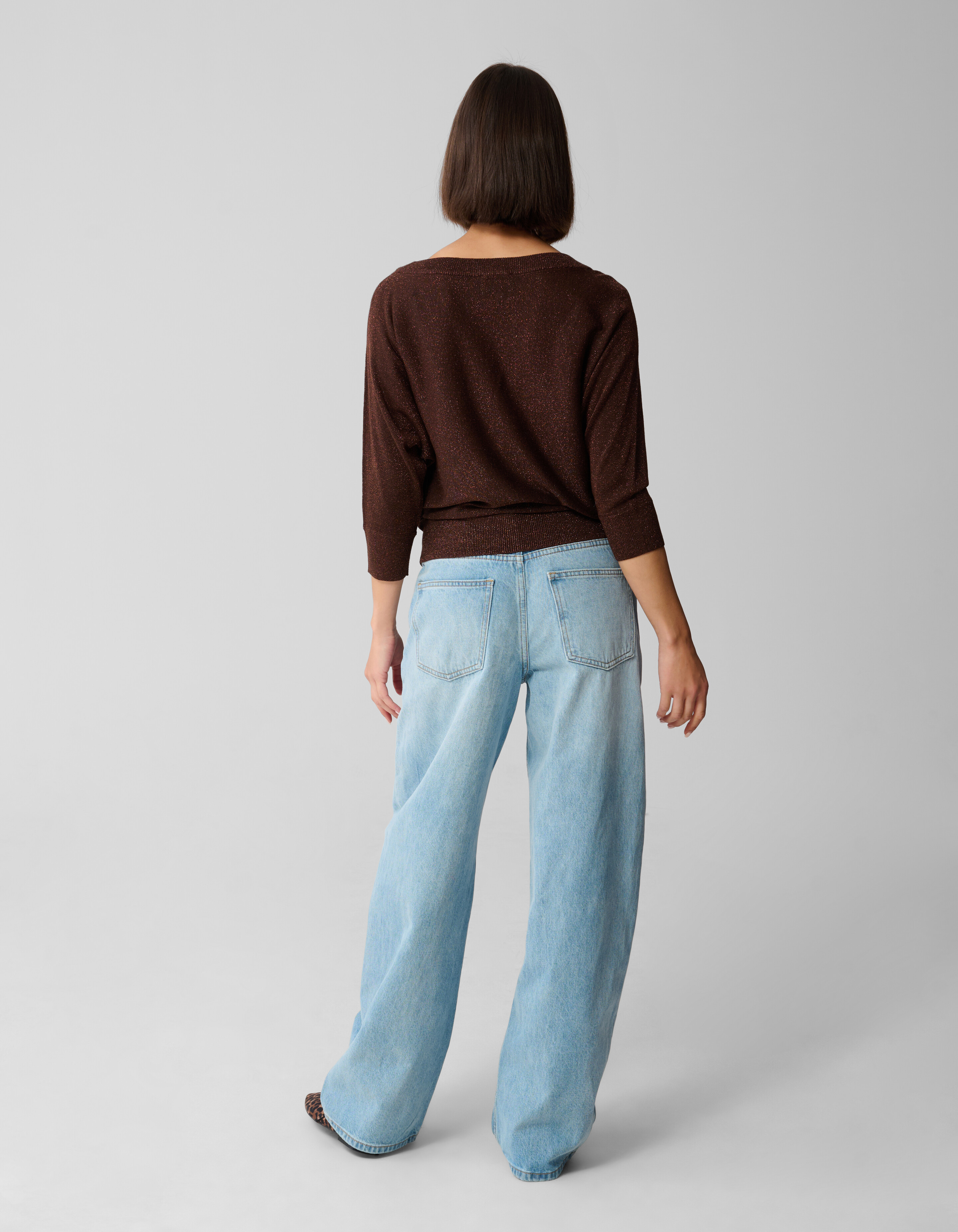 Glitzer Fledermaus Pullover Braun SHOEBY WOMEN