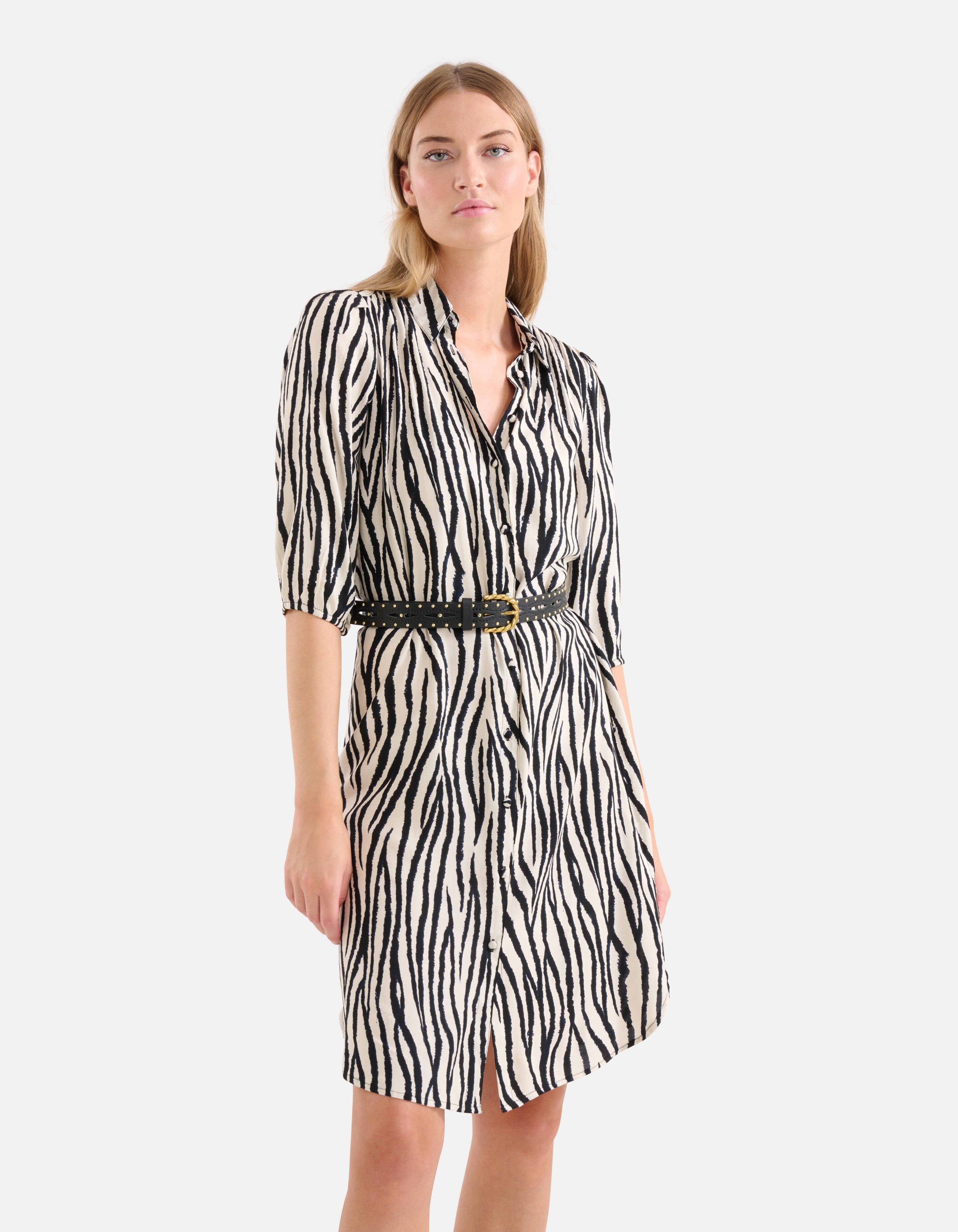 Zebra bedrucktes Kleid Schwarz/Weiß SHOEBY WOMEN