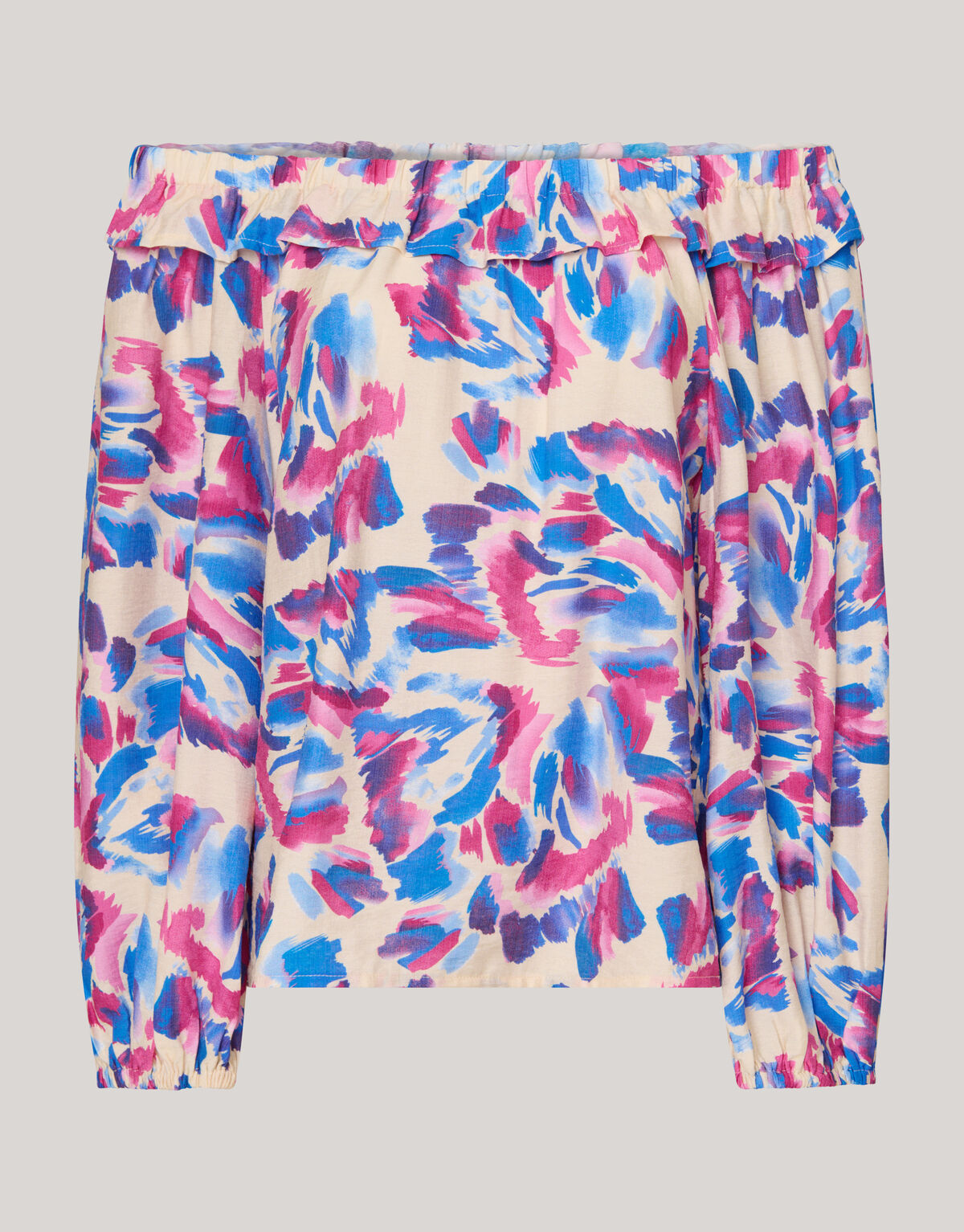 Bedrucktes schulterfreies Top Gebroken Wit SHOEBY WOMEN