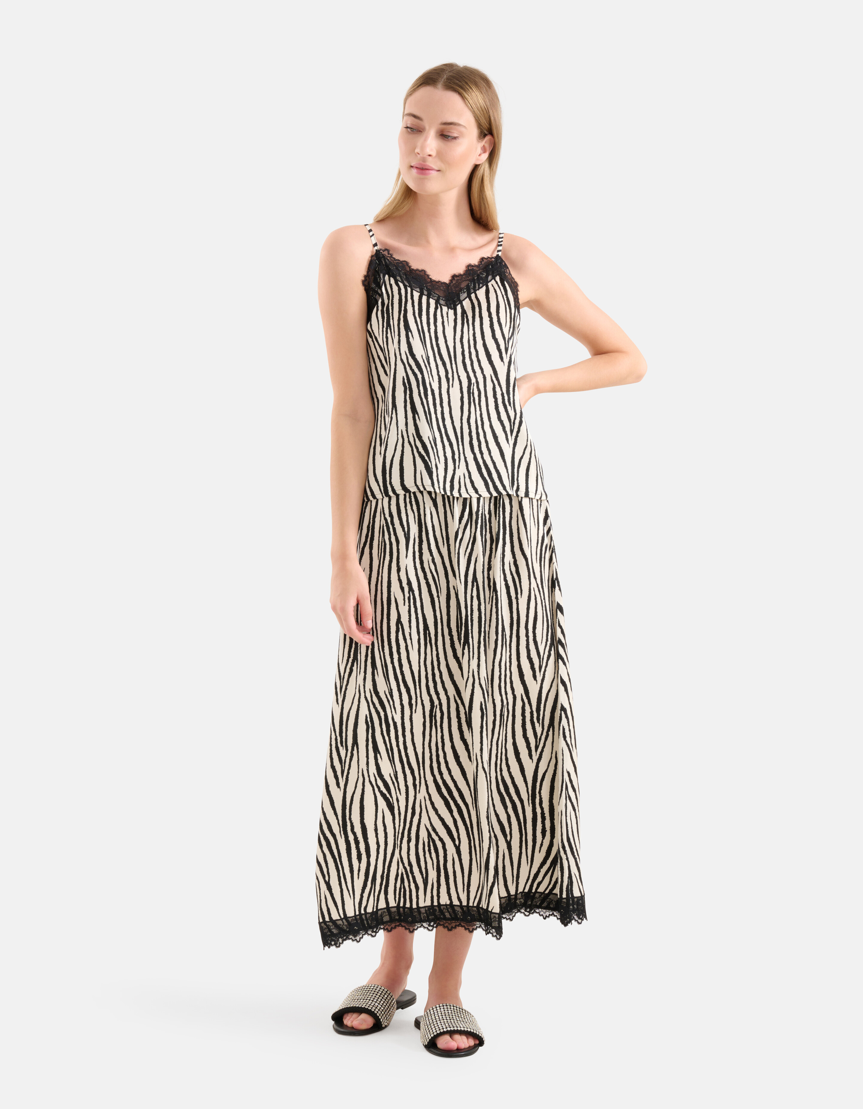 Zebra bedrucktes Singulett Schwarz/Weiß SHOEBY WOMEN