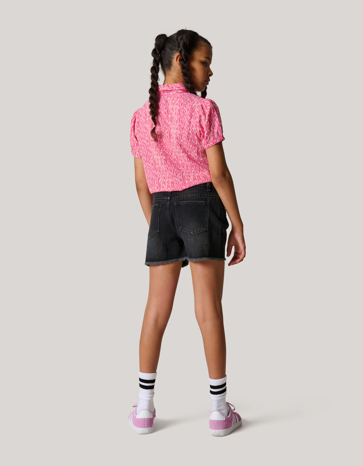 Gewelltes gestreiftes Top Rosa SHOEBY GIRLS