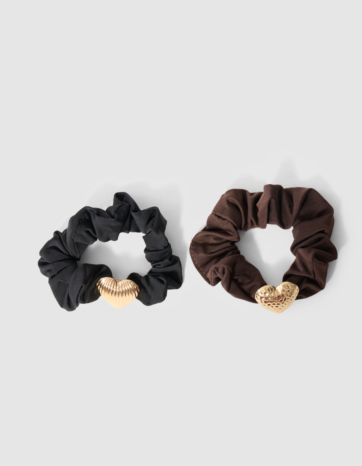 Herz Scrunchie Set Schwarz/Dunkelbraun SHOEBY ACCESSOIRES