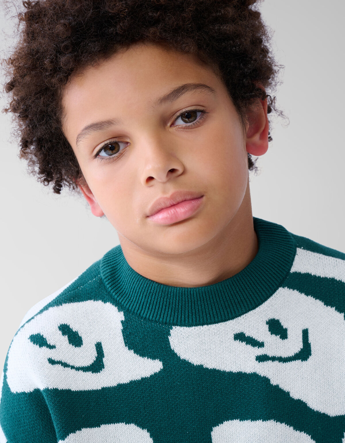 Smiley-Pullover Dunkelgrün SHOEBY BOYS