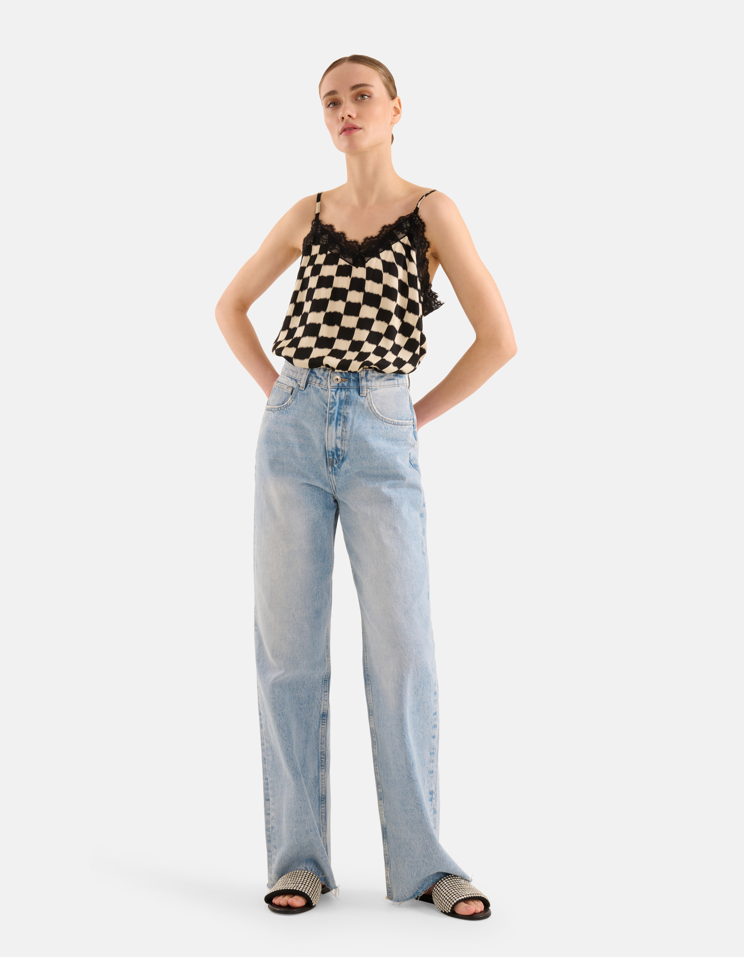 Bedrucktes Singlet Schwarz/ Off-white SHOEBY WOMEN