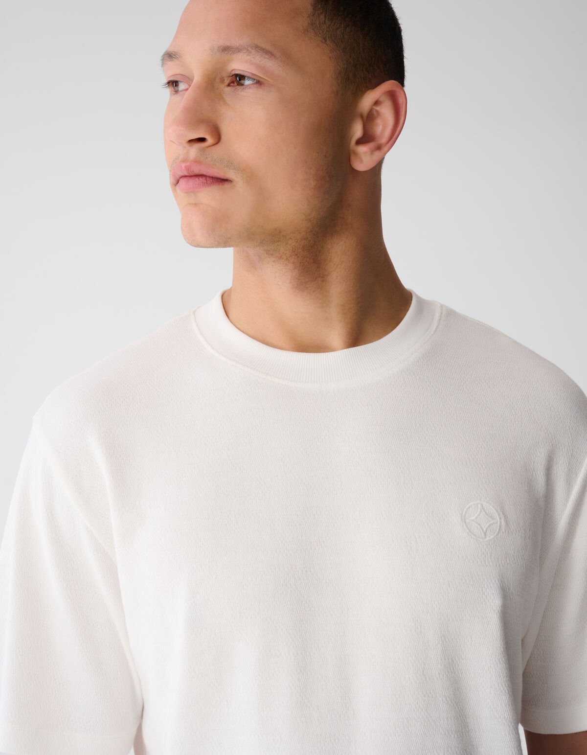 Spark Struktur T-Shirt Gebrochen Wei&szlig; SHOEBY MEN