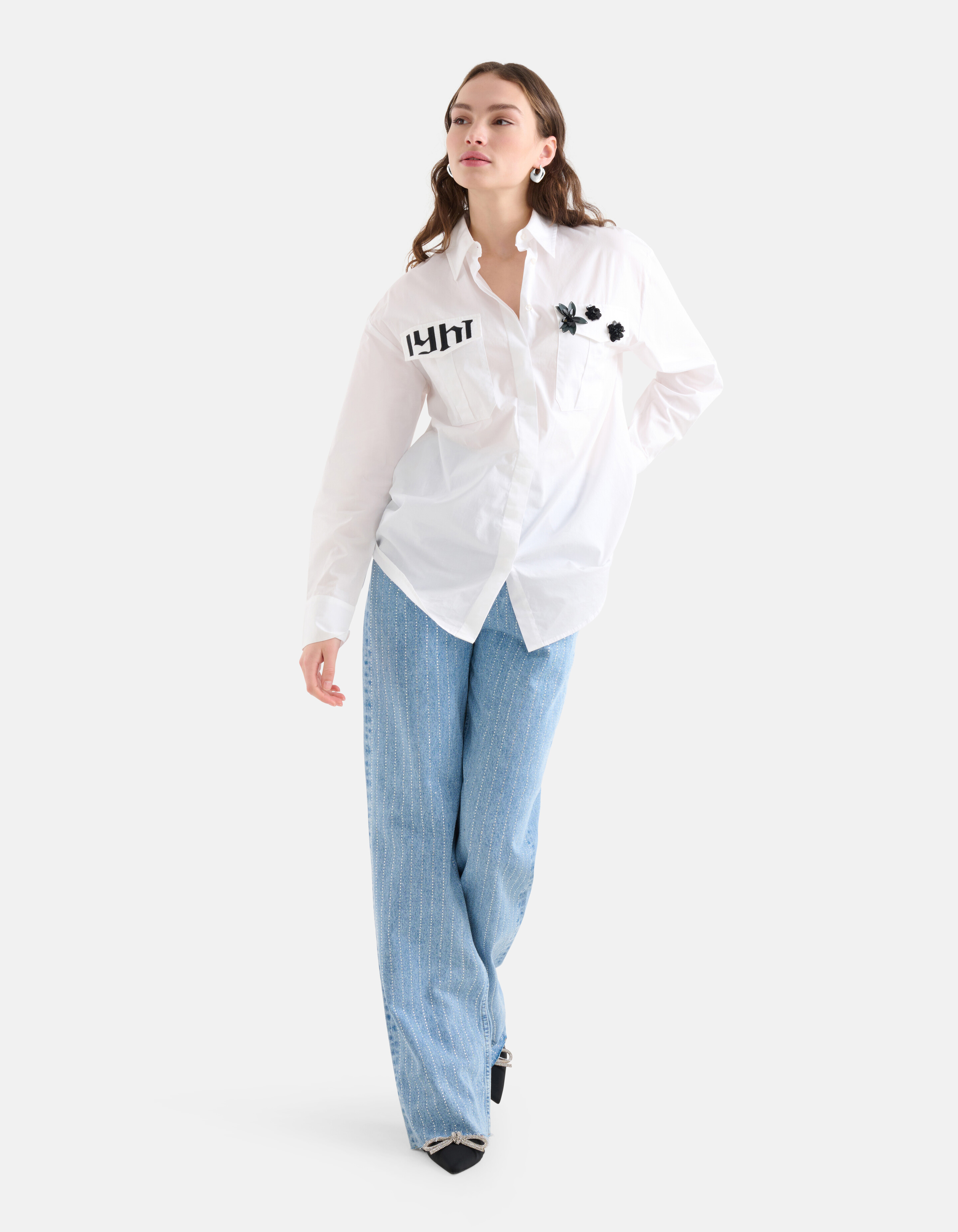 3D-Stickerei Bluse Weiß SHOEBY WOMEN