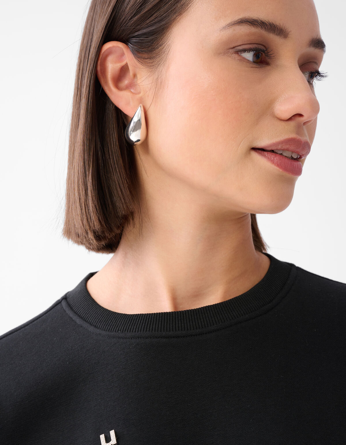 Strass-Buchstaben-Pullover Schwarz SHOEBY WOMEN